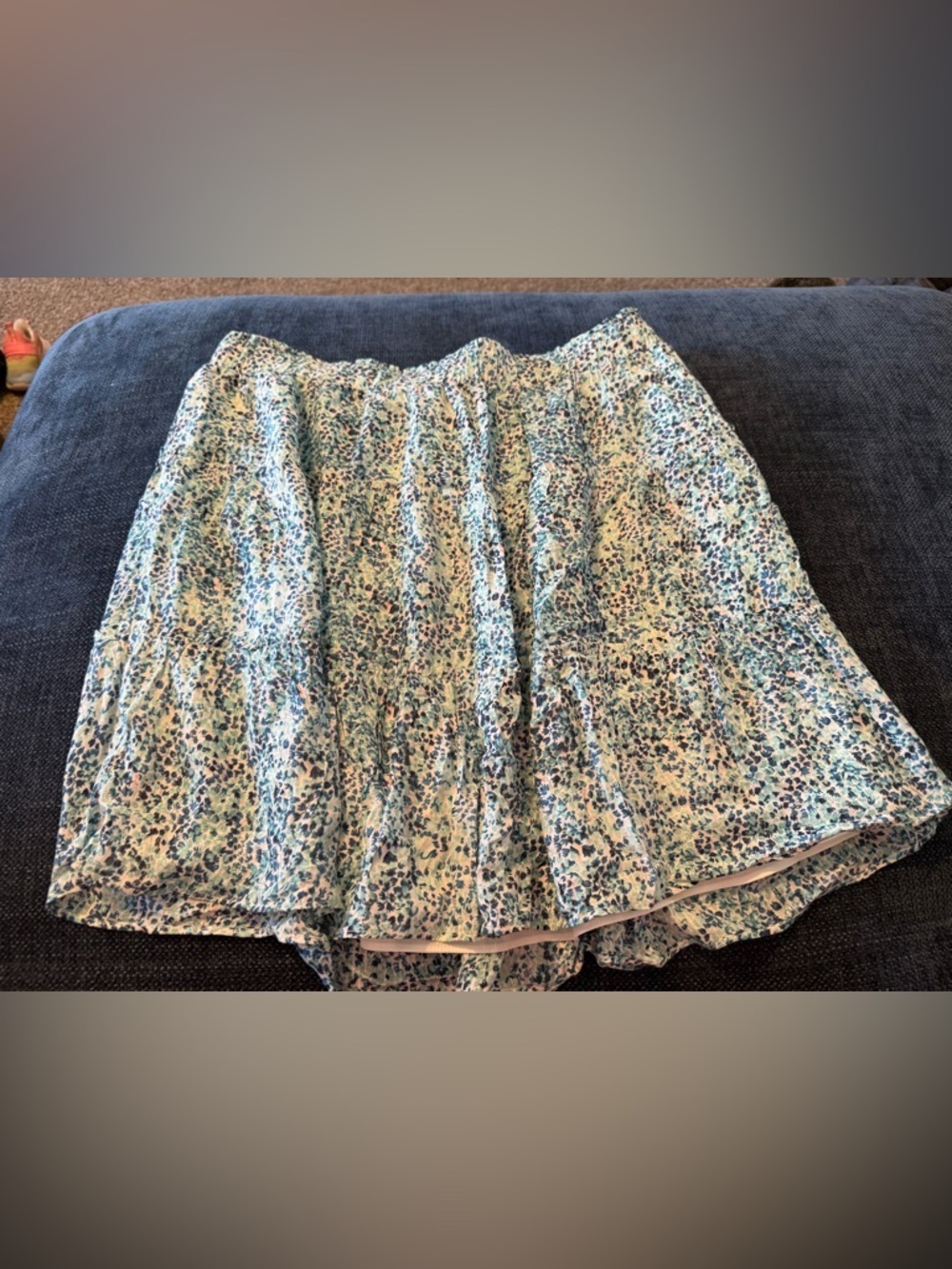 LOFT Light Blue Floral Circle Skirt